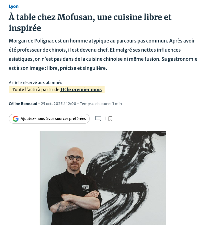 A table chez Mofusan, une cuisine libre et inspirée